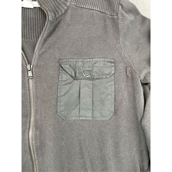 Kenneth Cole Sweater Men M Black Full Zip Rib Knit Military Style Casual Capsule - Picture 2 of 10